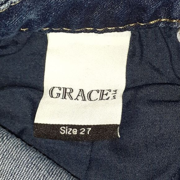 Grace in LA Dark Wash Plain Pocket Skinny Jeans 27 - Picture 5 of 6